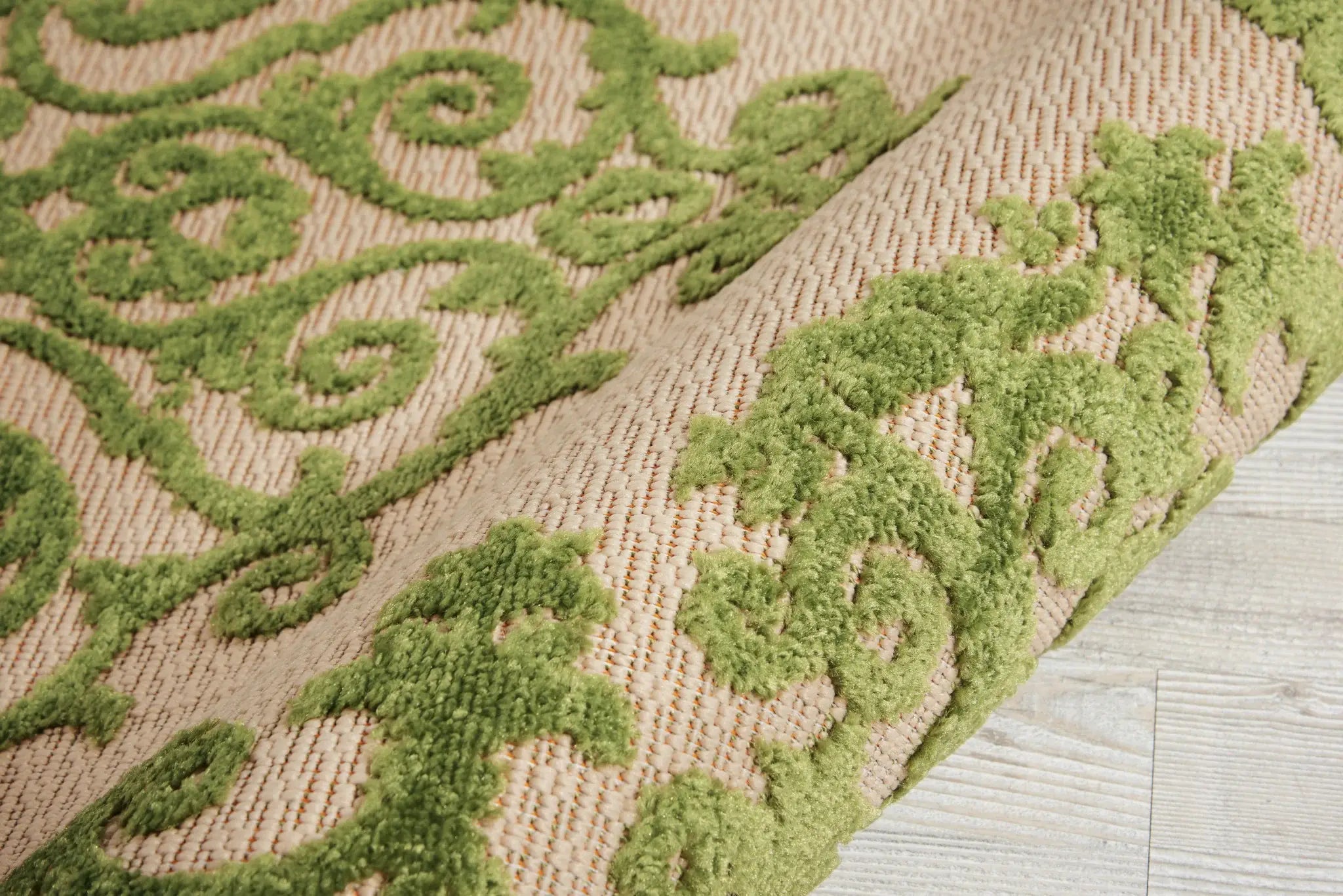 3' X 4' Green Damask Indoor Outdoor Area Rug - Homeroots - Flyclothing LLC