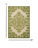 3' X 4' Green Damask Indoor Outdoor Area Rug - Homeroots