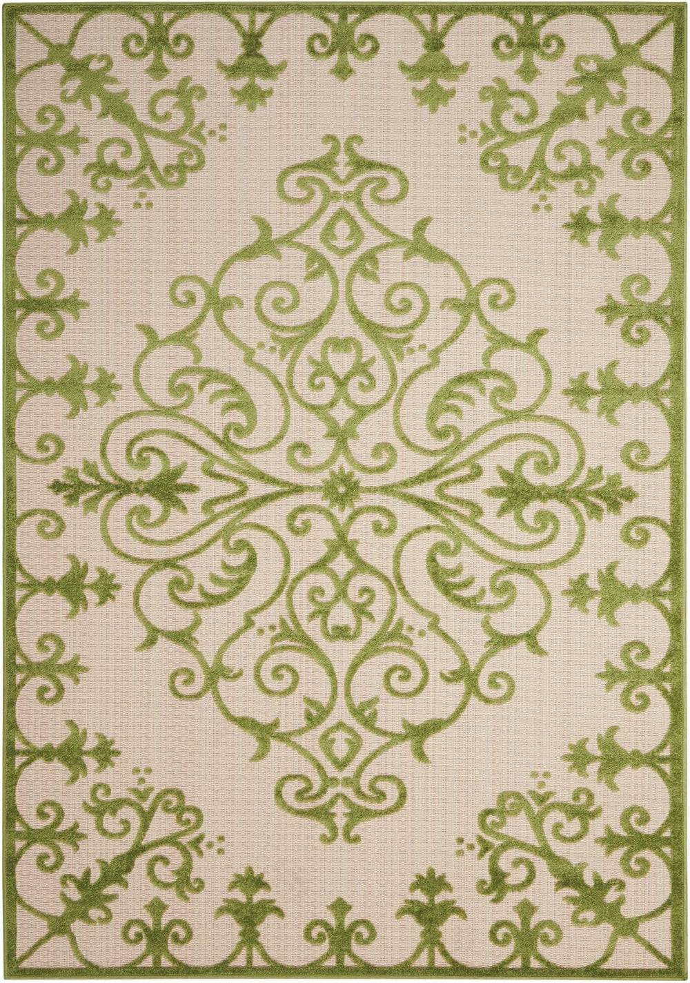 4' X 6' Green Damask Indoor Outdoor Area Rug - Homeroots - Flyclothing LLC