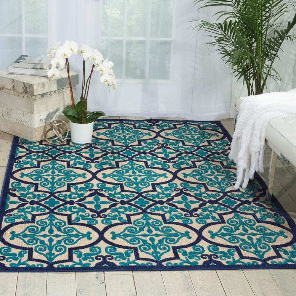 5' X 8' Blue And Ivory Moroccan Indoor Outdoor Area Rug - Homeroots - Flyclothing LLC