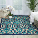 5' X 8' Blue And Ivory Moroccan Indoor Outdoor Area Rug - Homeroots