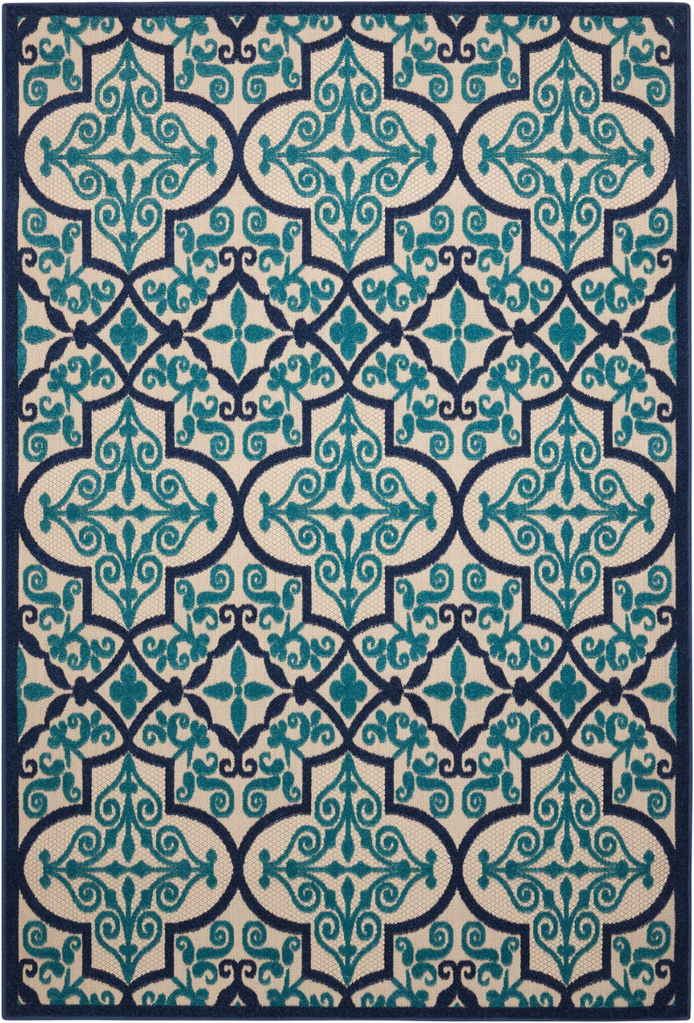 5' X 8' Blue And Ivory Moroccan Indoor Outdoor Area Rug - Homeroots