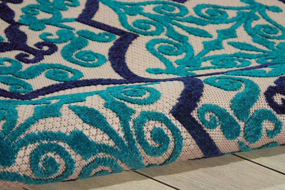 5' X 8' Blue And Ivory Moroccan Indoor Outdoor Area Rug - Homeroots - Flyclothing LLC
