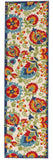 2' X 6' Green And Ivory Floral Indoor Outdoor Area Rug