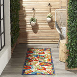 2' X 6' Green And Ivory Floral Indoor Outdoor Area Rug - Homeroots