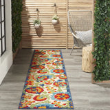 2' X 10' Green And Ivory Floral Indoor Outdoor Area Rug - Homeroots - Flyclothing LLC