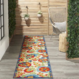 2' X 10' Green And Ivory Floral Indoor Outdoor Area Rug - Homeroots