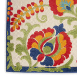 12' Runner Green And Ivory Floral Indoor Outdoor Runner Rug - Homeroots - Flyclothing LLC