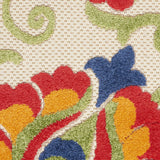 12' Runner Green And Ivory Floral Indoor Outdoor Runner Rug - Homeroots - Flyclothing LLC