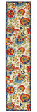 12' Runner Green And Ivory Floral Indoor Outdoor Runner Rug - Homeroots