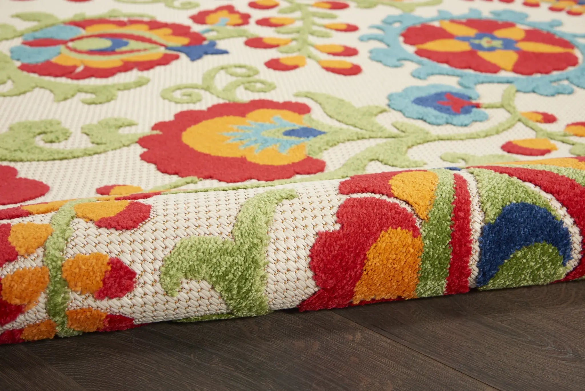 2' X 8' Green And Ivory Floral Indoor Outdoor Area Rug - Homeroots - Flyclothing LLC
