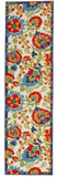 2' X 8' Green And Ivory Floral Indoor Outdoor Area Rug - Homeroots