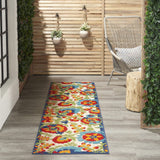 2' X 8' Green And Ivory Floral Indoor Outdoor Area Rug - Homeroots