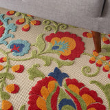 4' X 6' Green And Ivory Floral Indoor Outdoor Area Rug - Homeroots - Flyclothing LLC