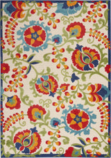 4' X 6' Green And Ivory Floral Indoor Outdoor Area Rug - Homeroots - Flyclothing LLC