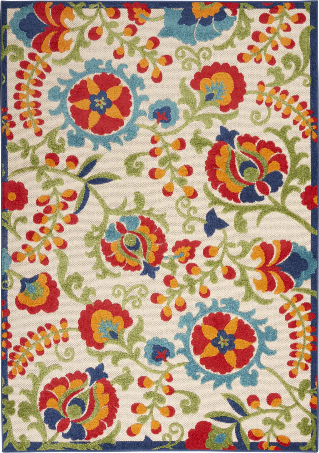 5' X 8' Green And Ivory Indoor Outdoor Area Rug - Homeroots - Flyclothing LLC
