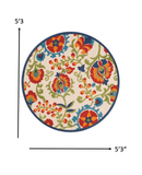 5' Round Green And Ivory Round Floral Indoor Outdoor Area Rug - Homeroots - Flyclothing LLC