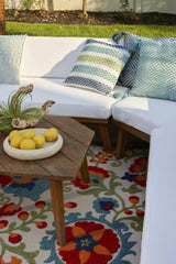 6' X 9' Green And Ivory Floral Indoor Outdoor Area Rug - Homeroots - Flyclothing LLC