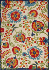 6' X 9' Green And Ivory Floral Indoor Outdoor Area Rug - Homeroots - Flyclothing LLC