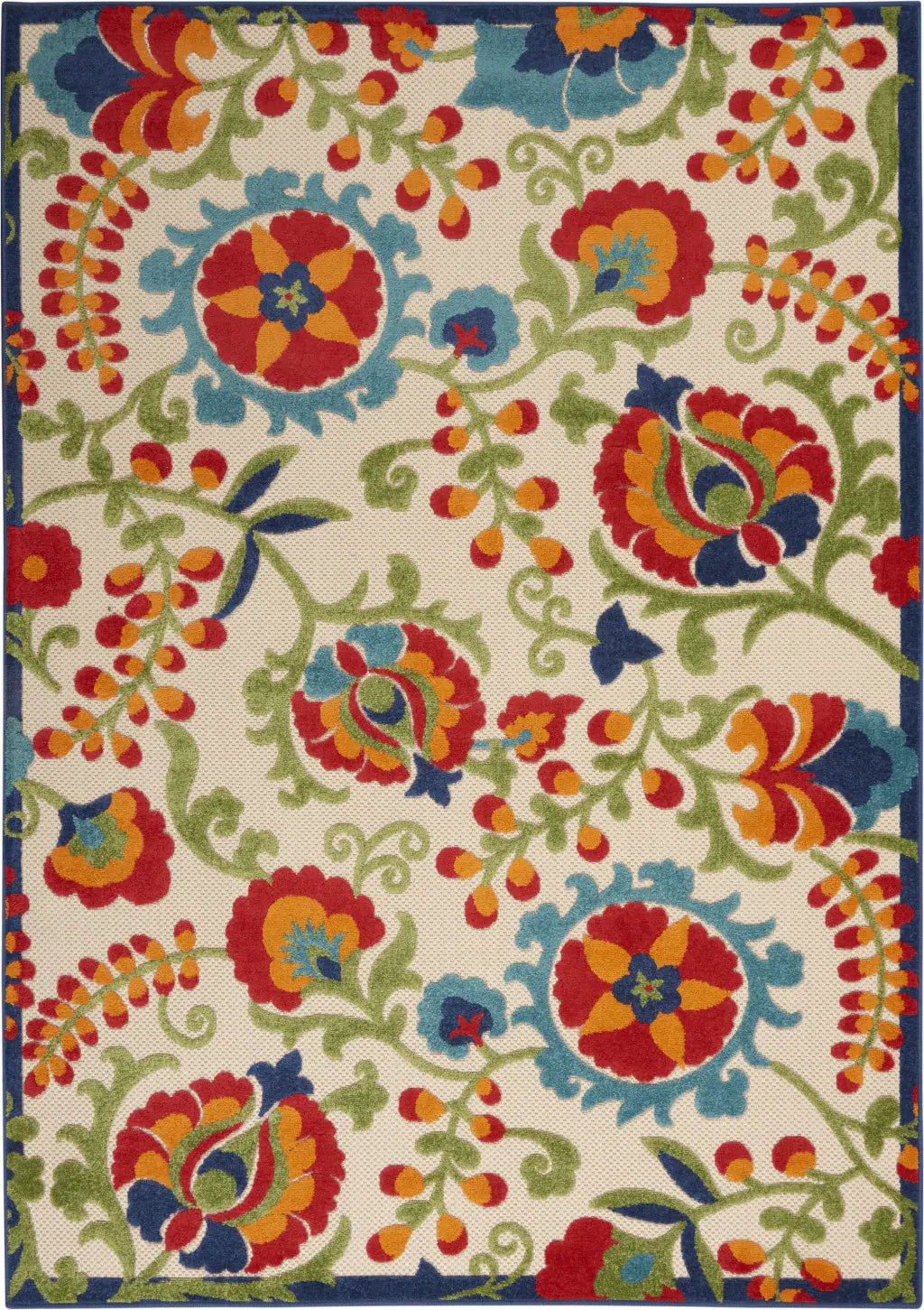 6' X 9' Green And Ivory Floral Indoor Outdoor Area Rug - Homeroots - Flyclothing LLC