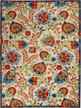 7' X 10' Green And Ivory Floral Indoor Outdoor Area Rug - Homeroots - Flyclothing LLC