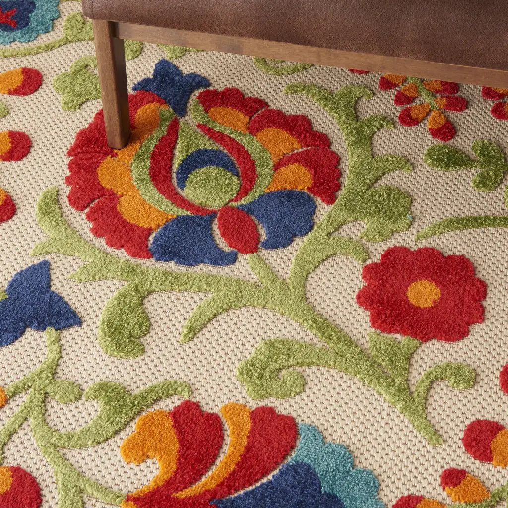 8' X 11' Multicolor Floral Indoor Outdoor Area Rug - Homeroots - Flyclothing LLC