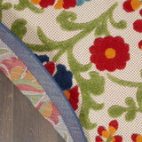 8' Round Green And Ivory Round Floral Indoor Outdoor Area Rug - Homeroots - Flyclothing LLC