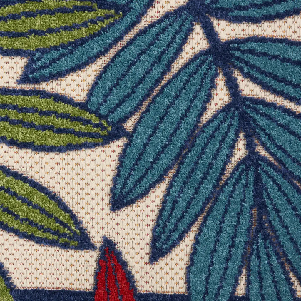2' X 6' Ivory And Blue Floral Indoor Outdoor Area Rug - Homeroots - Flyclothing LLC