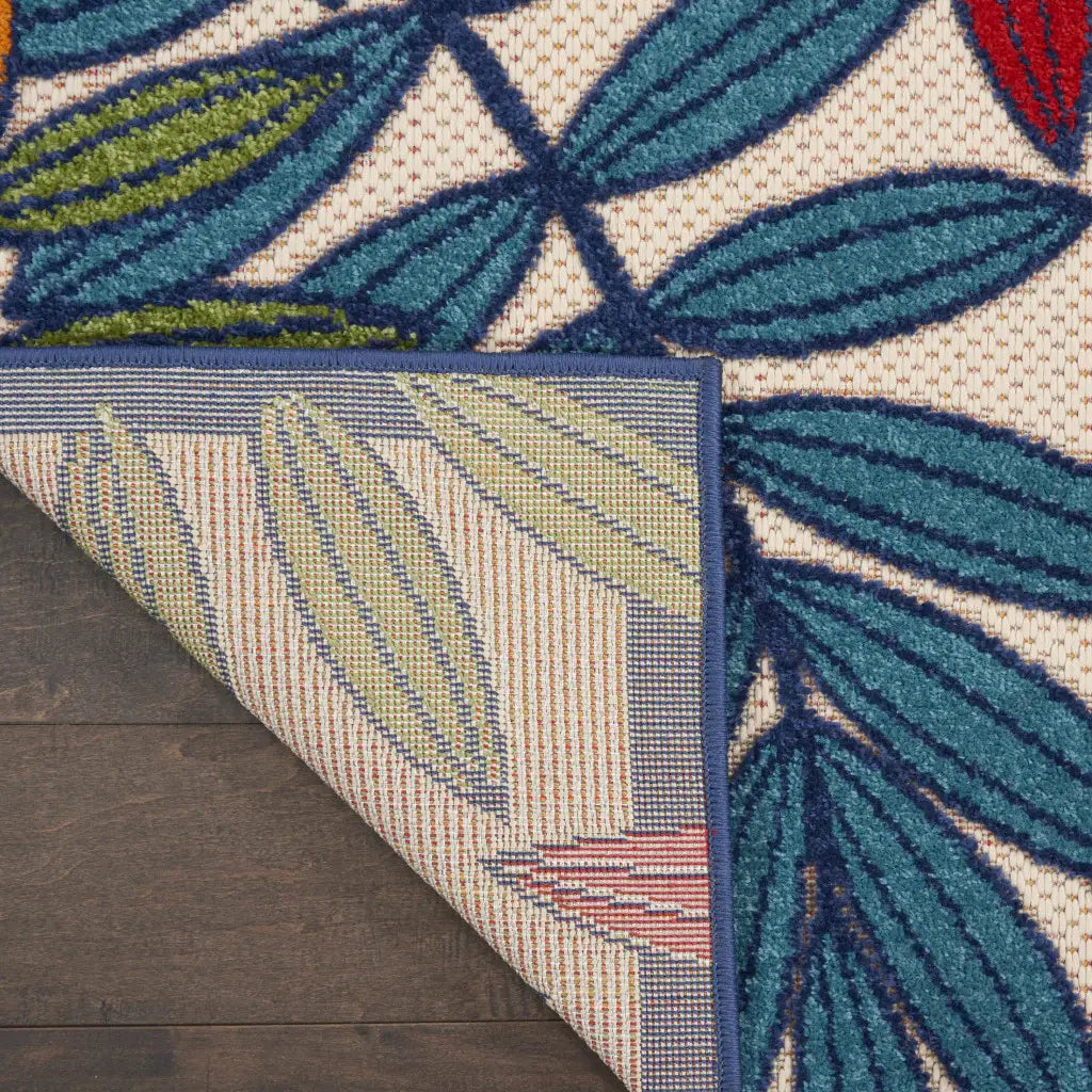 2' X 6' Ivory And Blue Floral Indoor Outdoor Area Rug - Homeroots - Flyclothing LLC