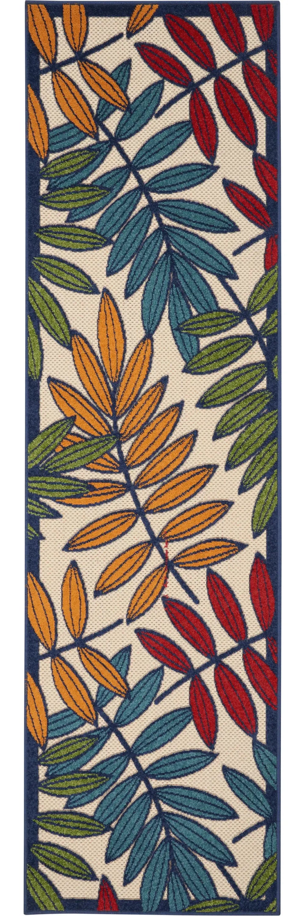 2' X 6' Ivory And Blue Floral Indoor Outdoor Area Rug - Homeroots - Flyclothing LLC