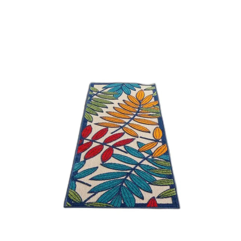 2' X 6' Ivory And Blue Floral Indoor Outdoor Area Rug - Homeroots