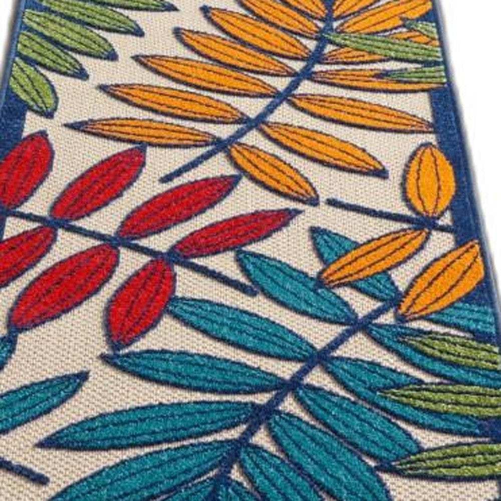 2' X 6' Ivory And Blue Floral Indoor Outdoor Area Rug - Homeroots - Flyclothing LLC