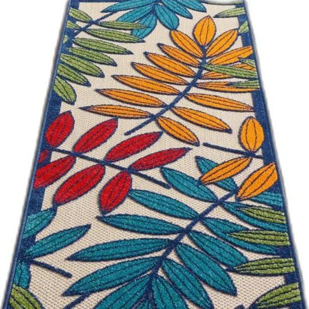 2' X 6' Ivory And Blue Floral Indoor Outdoor Area Rug - Homeroots - Flyclothing LLC