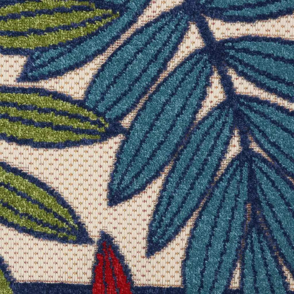 2' X 10' Ivory And Blue Floral Indoor Outdoor Area Rug - Homeroots - Flyclothing LLC