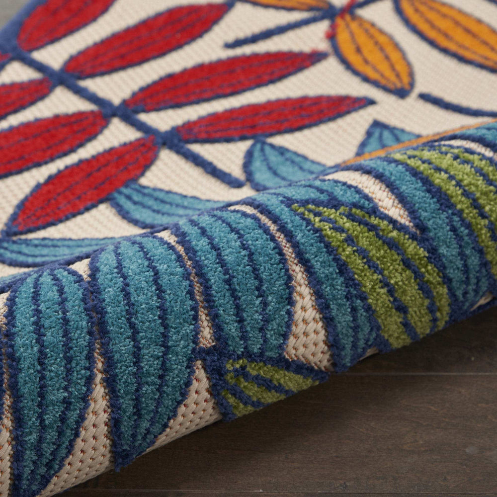 2' X 10' Ivory And Blue Floral Indoor Outdoor Area Rug - Homeroots - Flyclothing LLC