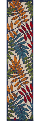 2' X 10' Ivory And Blue Floral Indoor Outdoor Area Rug - Homeroots - Flyclothing LLC