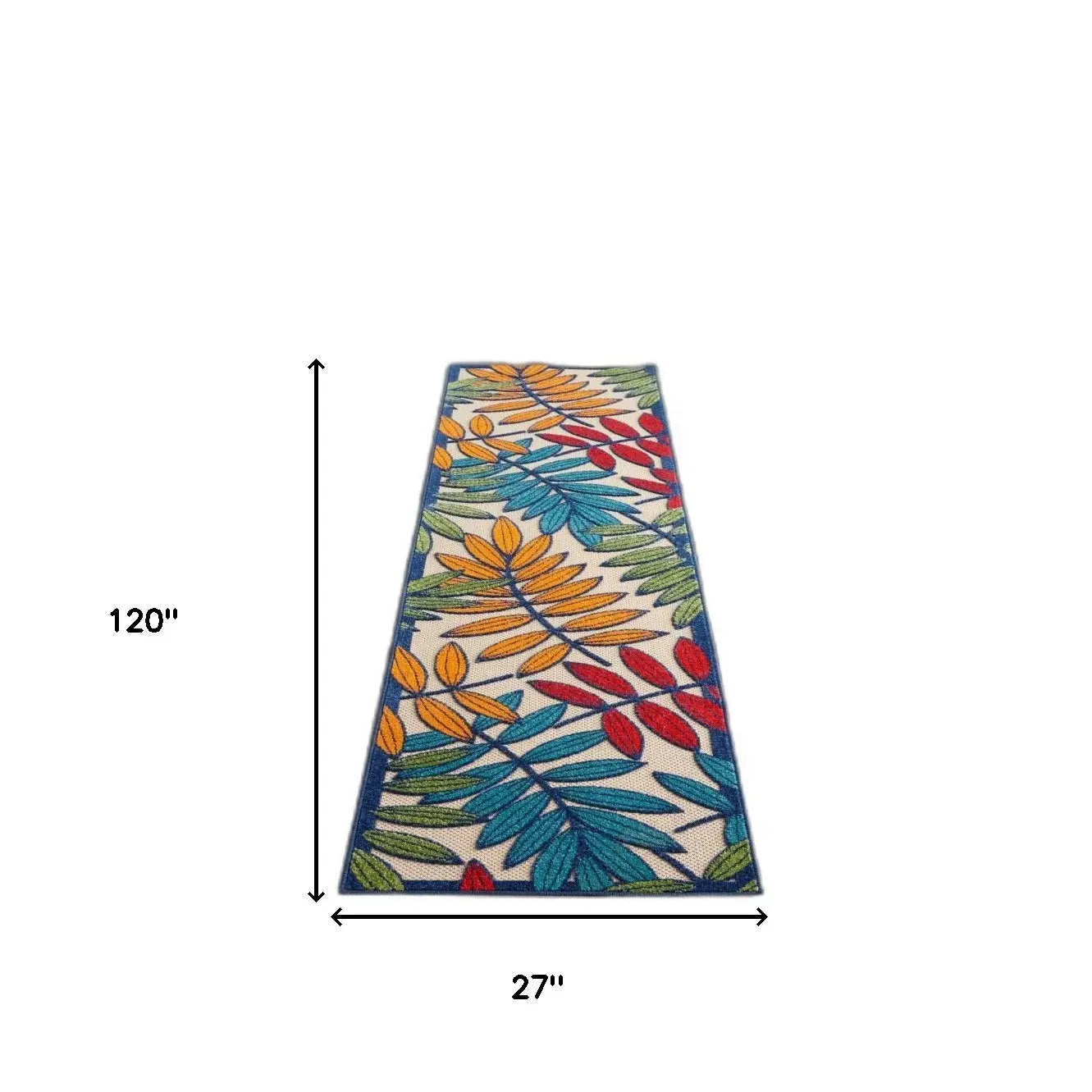 2' X 10' Ivory And Blue Floral Indoor Outdoor Area Rug - Homeroots - Flyclothing LLC