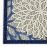 2' X 8' Blue And Gray Floral Indoor Outdoor Area Rug - Homeroots