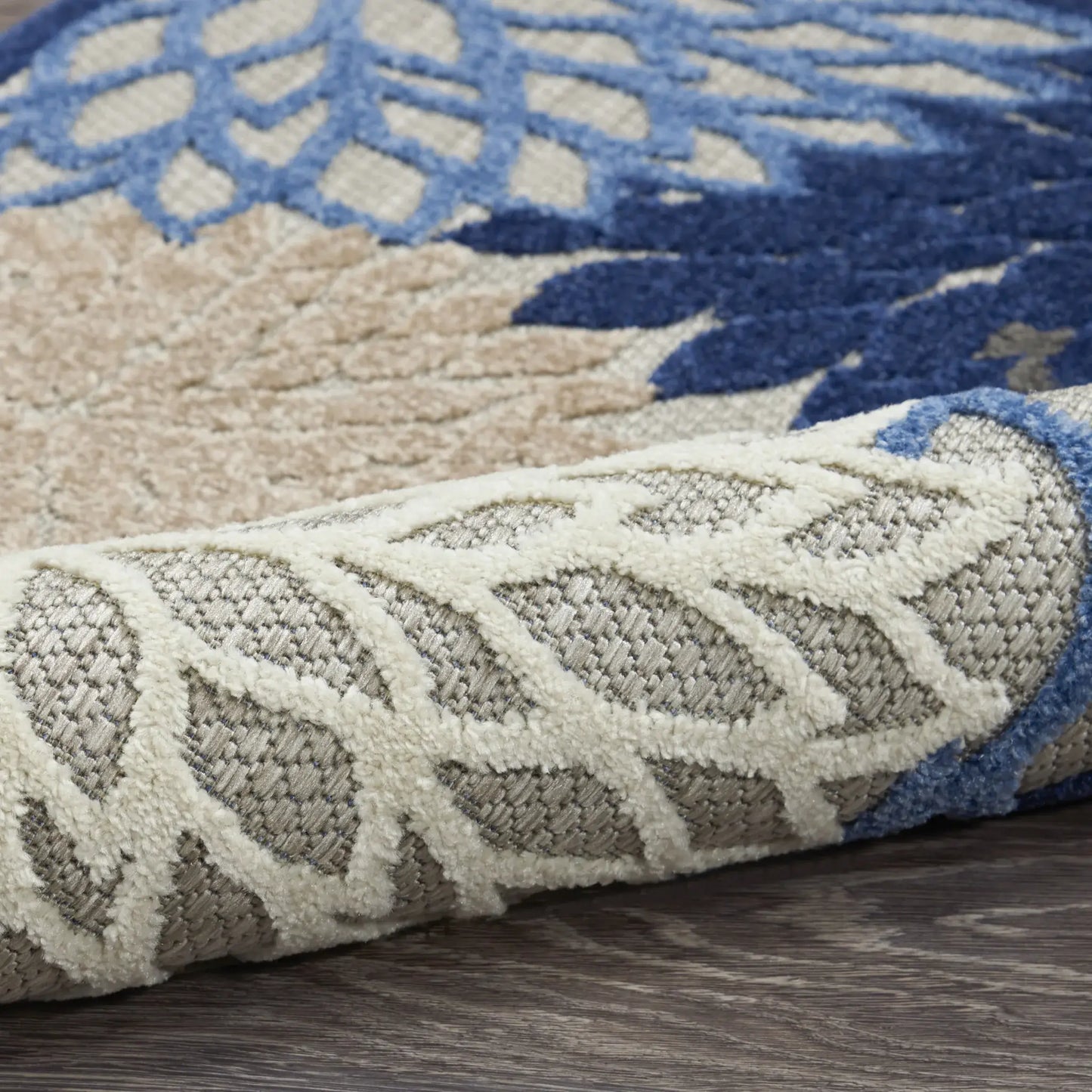 2' X 8' Blue And Gray Floral Indoor Outdoor Area Rug - Homeroots - Flyclothing LLC