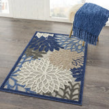 3' X 4' Blue And Gray Floral Indoor Outdoor Area Rug - Homeroots - Flyclothing LLC