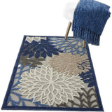 3' X 4' Blue And Gray Floral Indoor Outdoor Area Rug - Homeroots