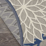 4' Round Blue And Gray Round Floral Indoor Outdoor Area Rug - Homeroots - Flyclothing LLC