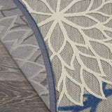 5' Round Blue And Gray Round Floral Indoor Outdoor Area Rug - Homeroots - Flyclothing LLC