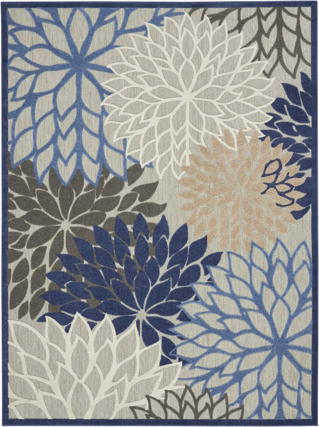 7' X 10' Blue And Gray Floral Indoor Outdoor Area Rug - Homeroots - Flyclothing LLC