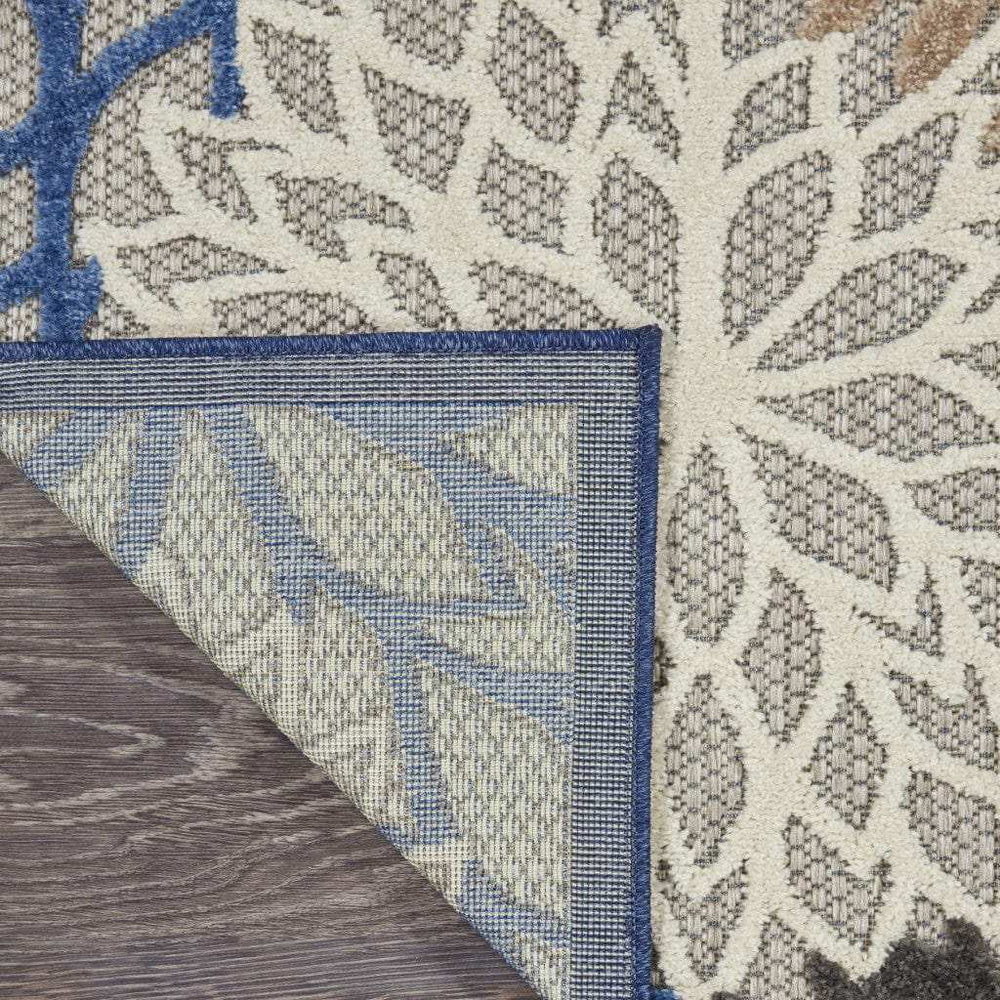 8' X 11' Blue And Gray Floral Indoor Outdoor Area Rug - Homeroots - Flyclothing LLC