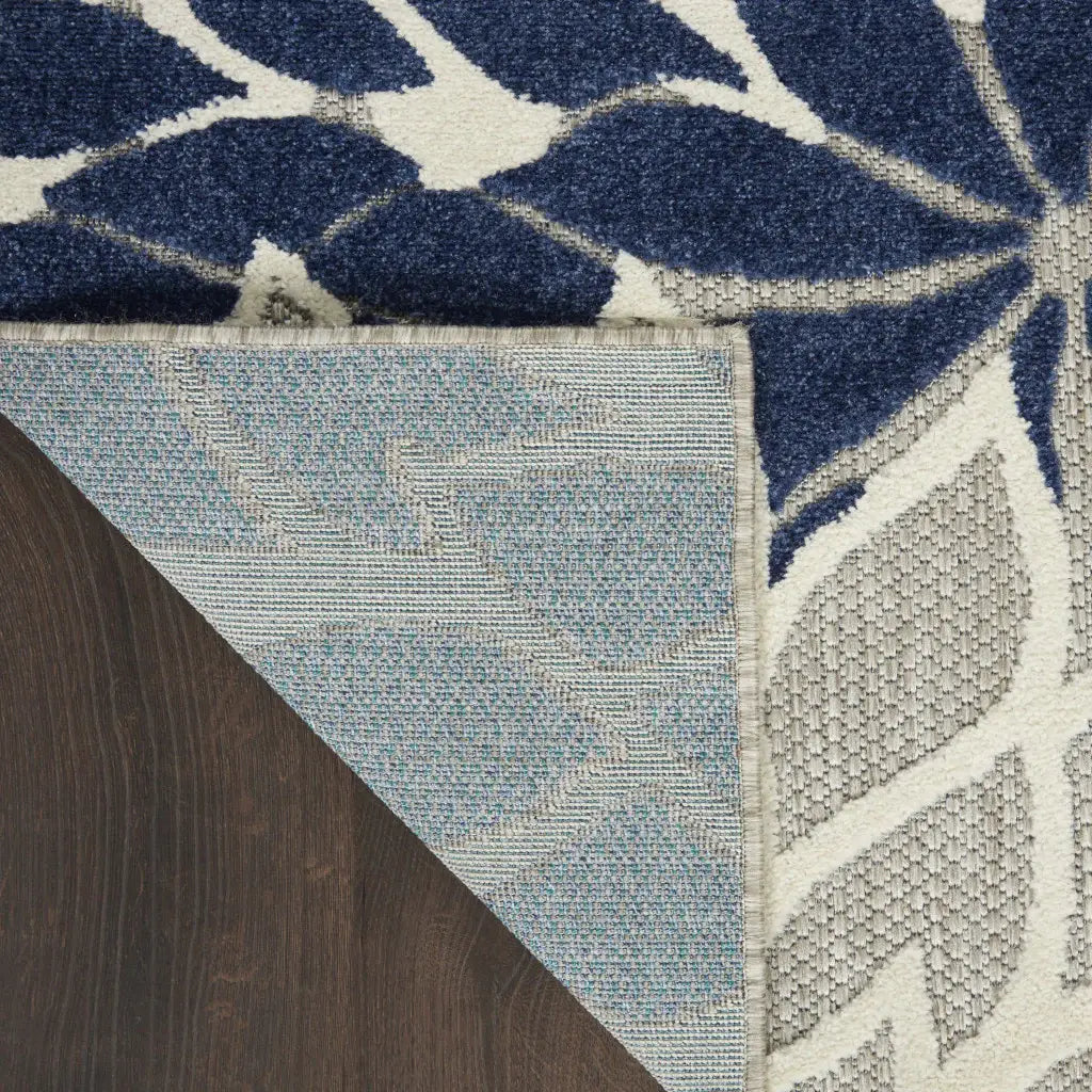 2' X 6' Ivory and Blue Floral Handmade Indoor Outdoor Runner Rug - Homeroots - Flyclothing LLC