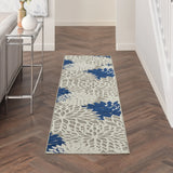 2' X 6' Ivory and Blue Floral Handmade Indoor Outdoor Runner Rug - Homeroots - Flyclothing LLC