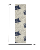 2' X 10' Ivory And Blue Floral Indoor Outdoor Area Rug - Homeroots