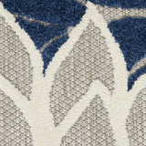 2' X 12' Ivory and Navy Indoor Outdoor Runner Rug - Homeroots