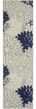 2' X 8' Ivory And Blue Floral Indoor Outdoor Area Rug - Homeroots